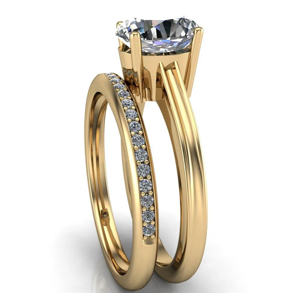 Brogue Oval Center Stone 4 Prong Under Bezel Ring