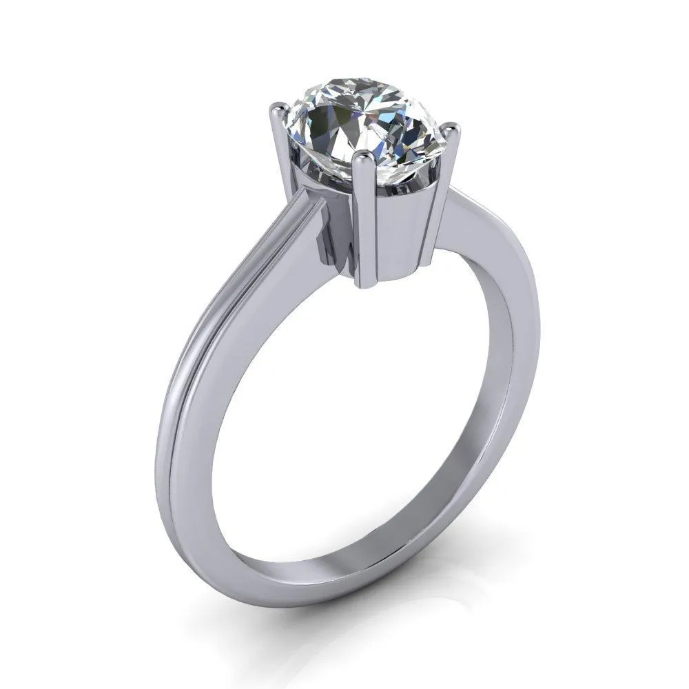 Brogue Oval Center Stone 4 Prong Under Bezel Ring