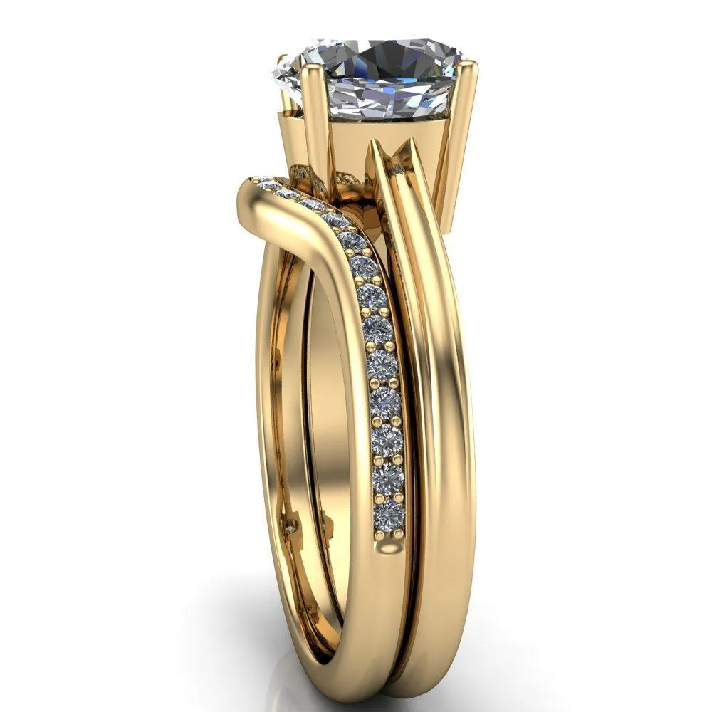 Brogue Oval Center Stone 4 Prong Under Bezel Ring