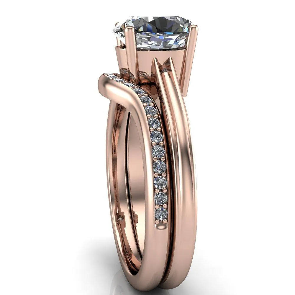 Brogue Oval Center Stone 4 Prong Under Bezel Ring