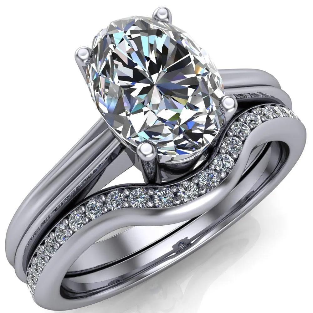 Brogue Oval Center Stone 4 Prong Under Bezel Ring