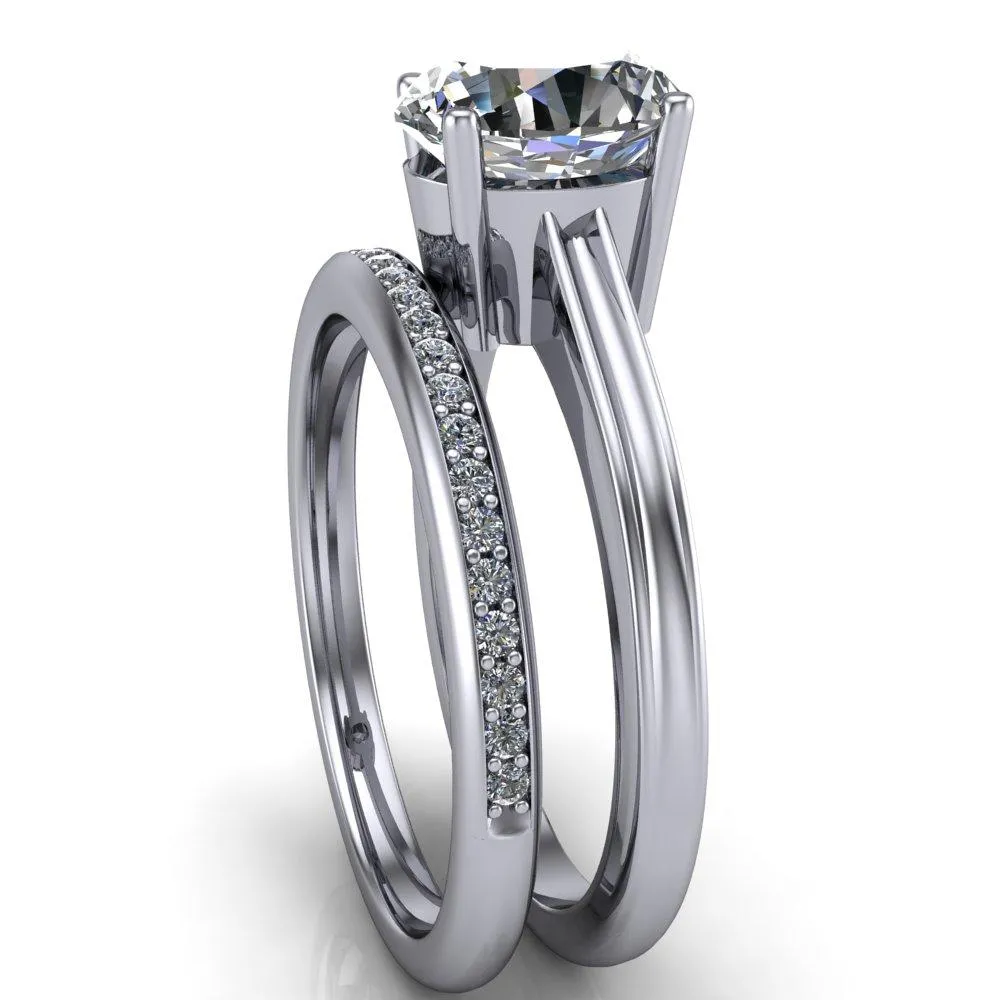 Brogue Oval Center Stone 4 Prong Under Bezel Ring