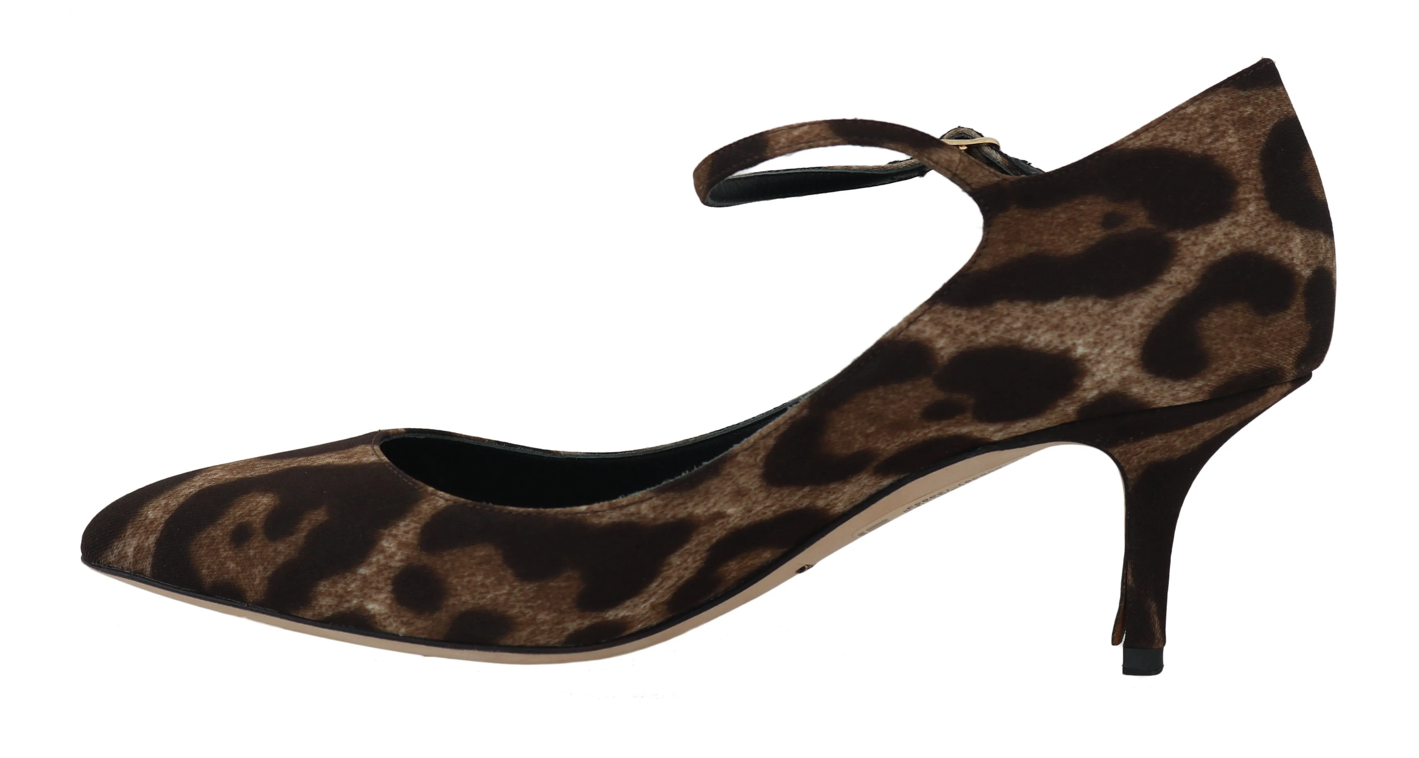 Brown Leopard Silk Raso Ankle Strap