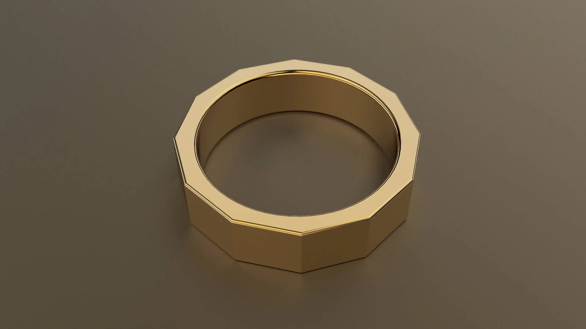 Brushed Yellow Gold 6mm 12 Sided Bolt Wedding Band