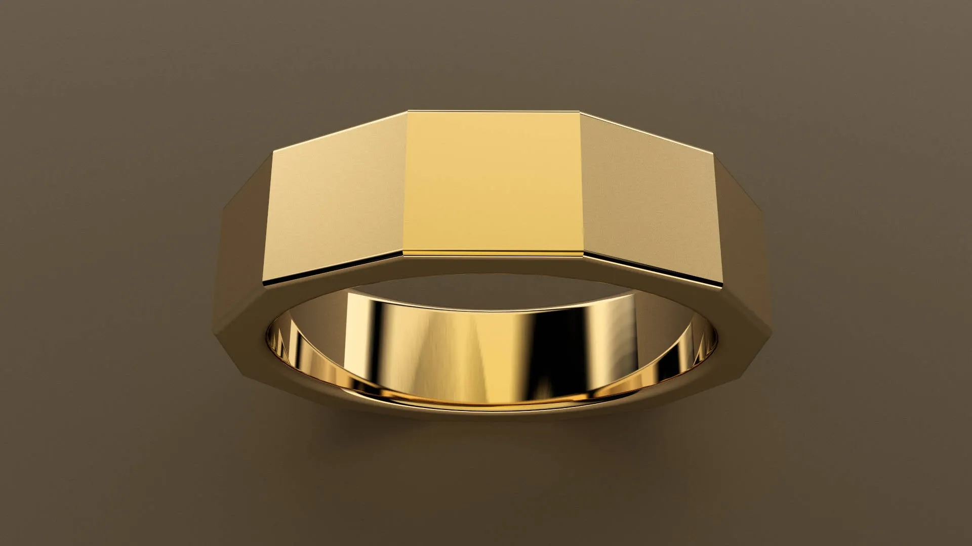Brushed Yellow Gold 6mm 12 Sided Bolt Wedding Band