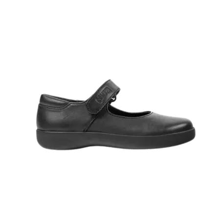 Camper Spiral - Black Leather Mary Jane Riptape School Shoe
