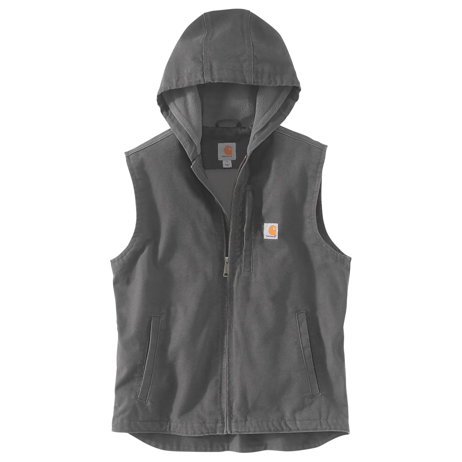 Carhartt Washed Duck Fleece-Lined Hooded Vest - 103837 Gravel