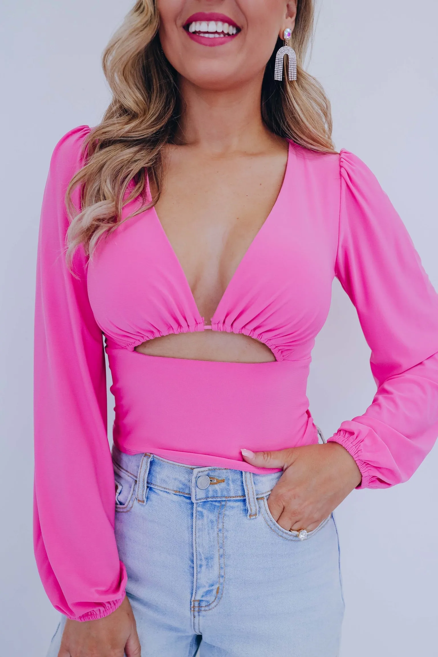 Cassie Cut-Out Crop Top - Pink