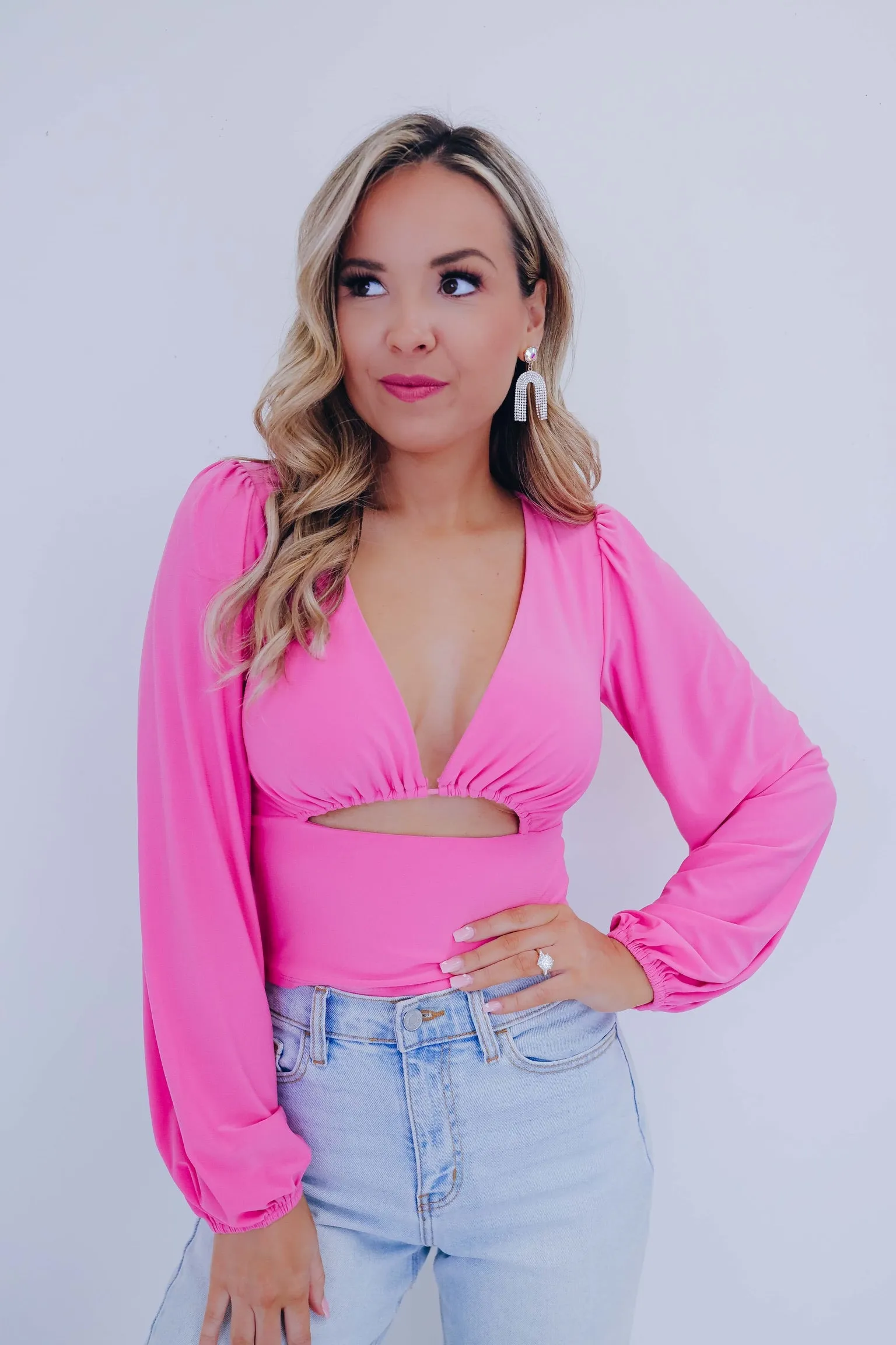 Cassie Cut-Out Crop Top - Pink