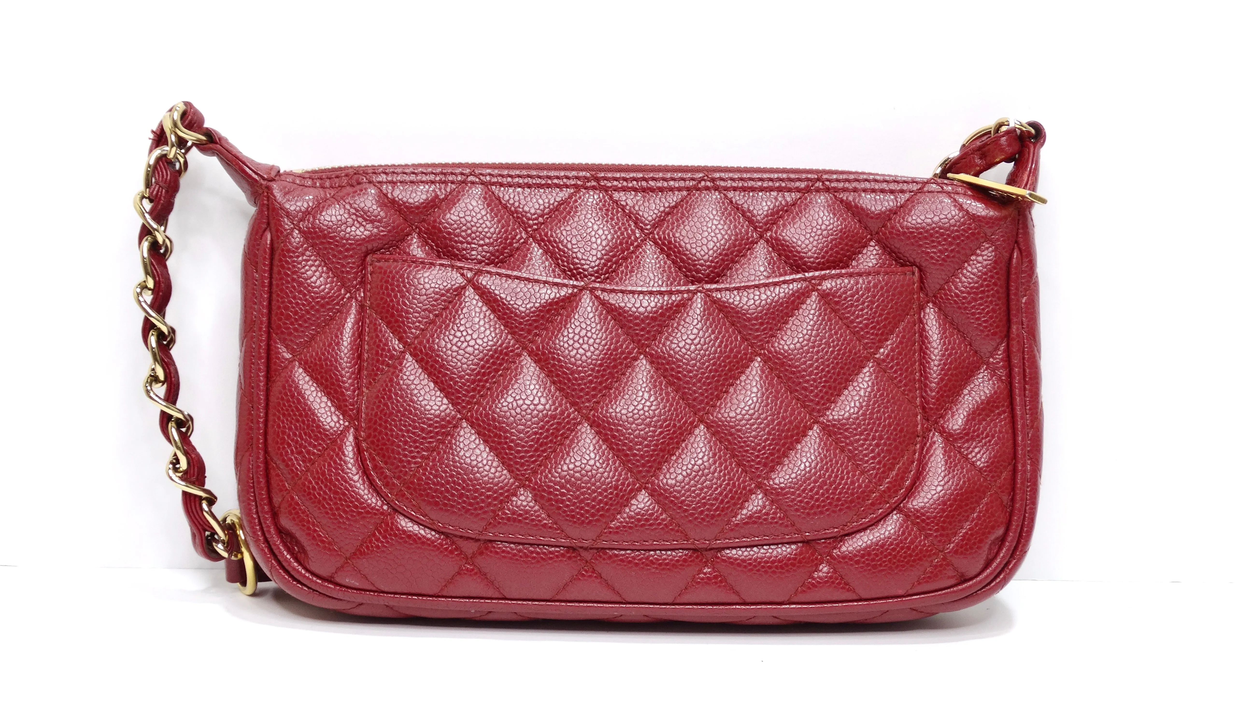 Chanel Timeless CC Red Shoulder Bag in Quilted Caviar