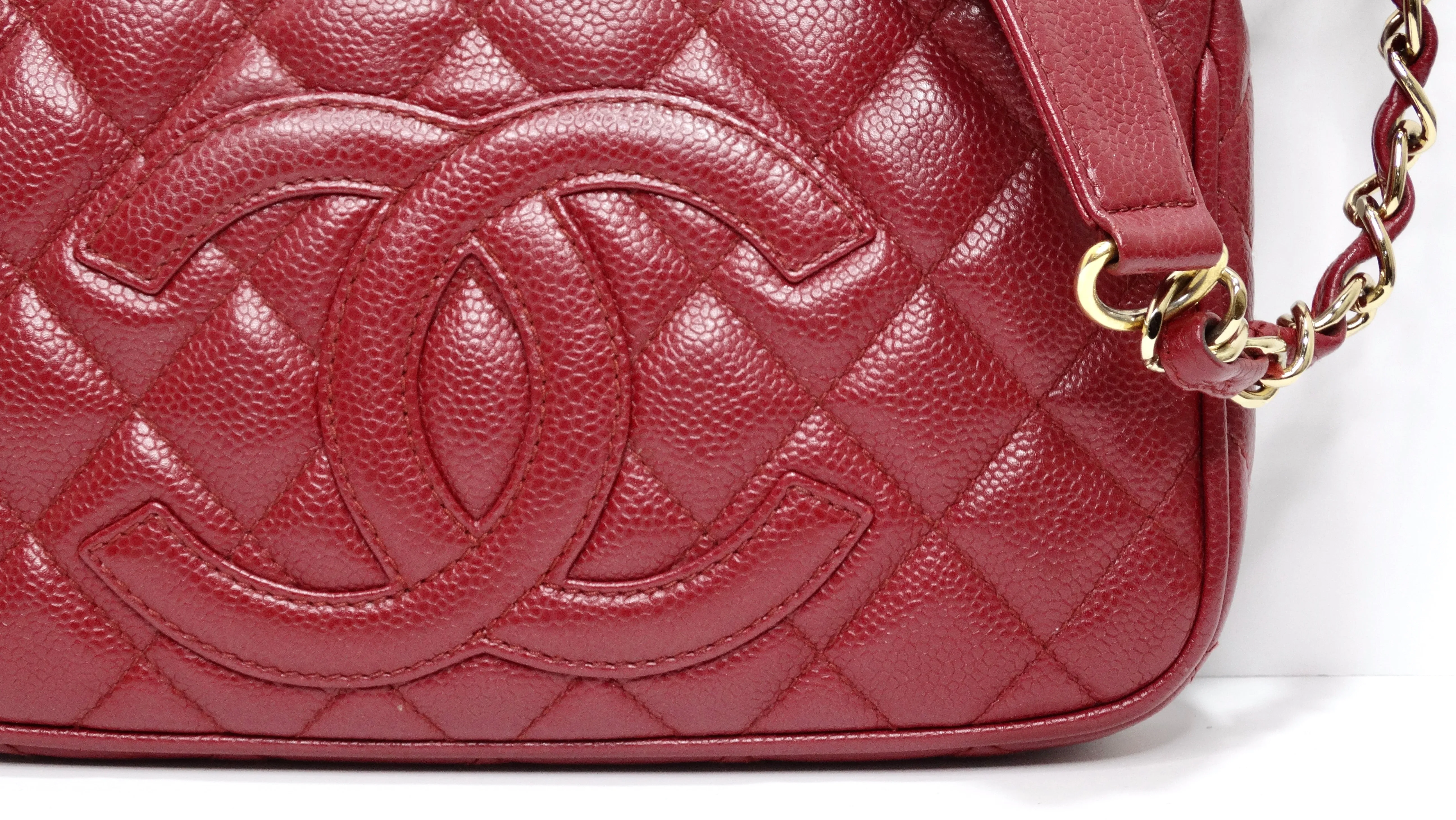 Chanel Timeless CC Red Shoulder Bag in Quilted Caviar