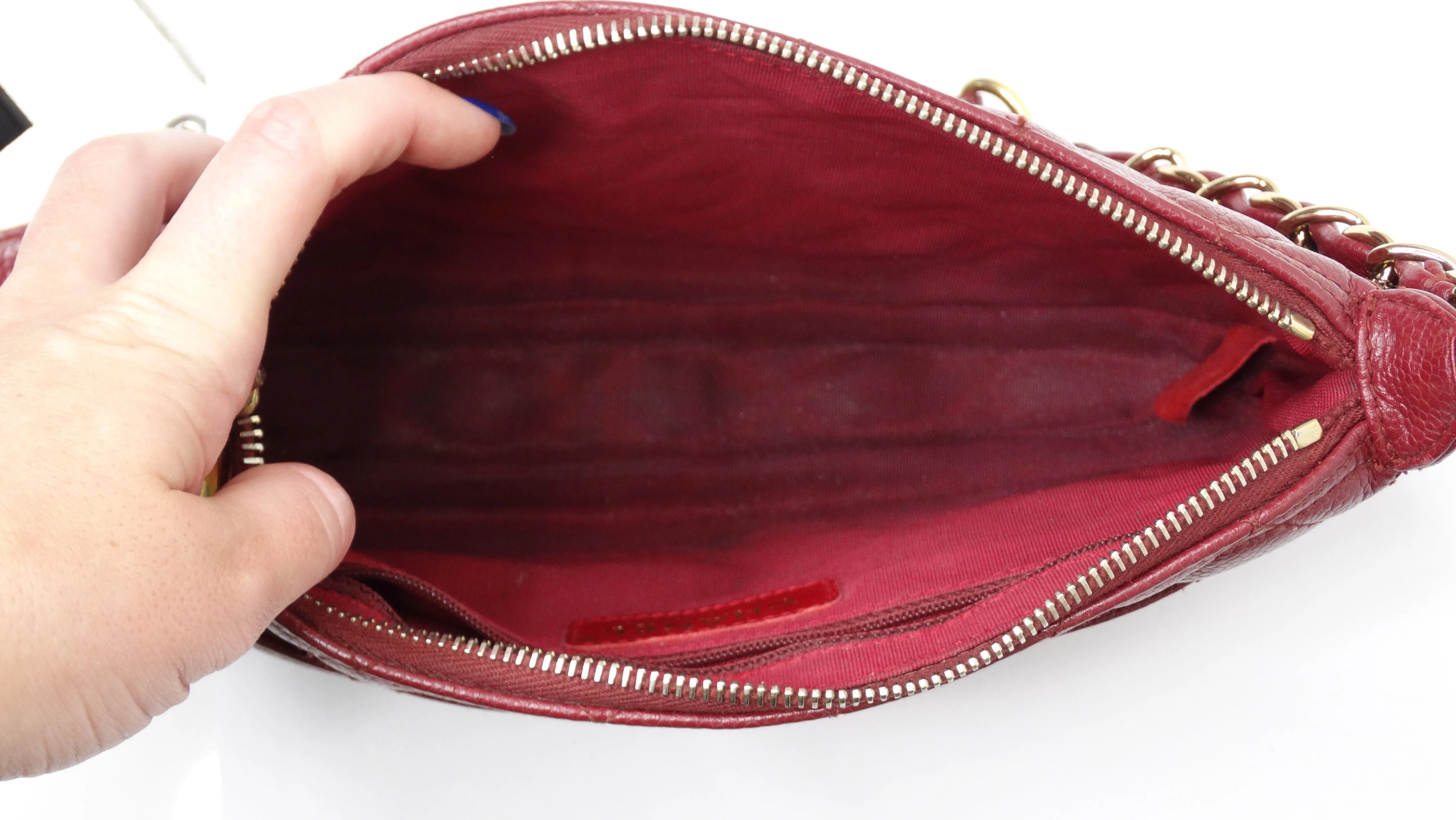 Chanel Timeless CC Red Shoulder Bag in Quilted Caviar