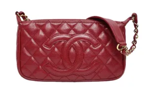 Chanel Timeless CC Red Shoulder Bag in Quilted Caviar