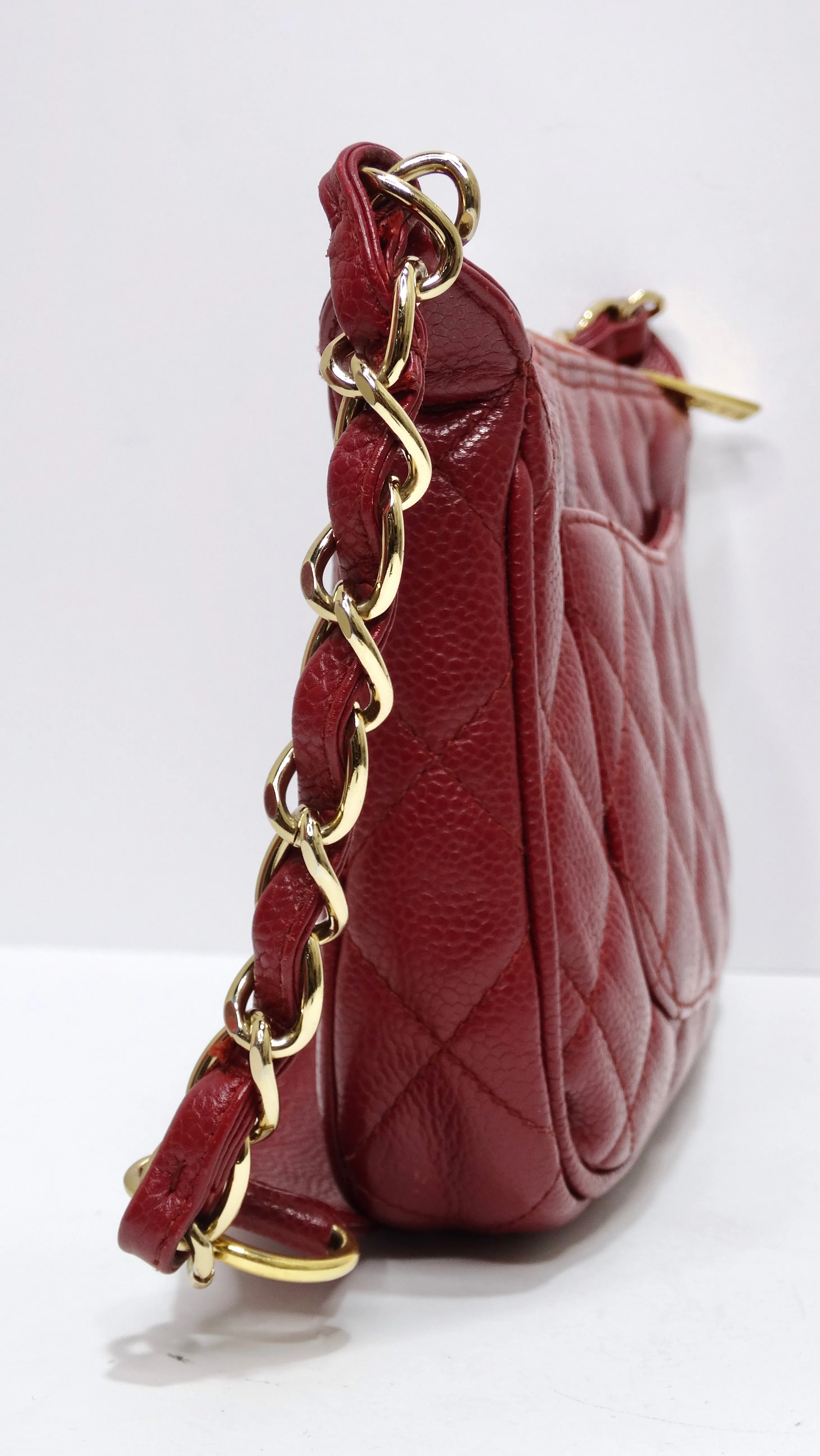 Chanel Timeless CC Red Shoulder Bag in Quilted Caviar