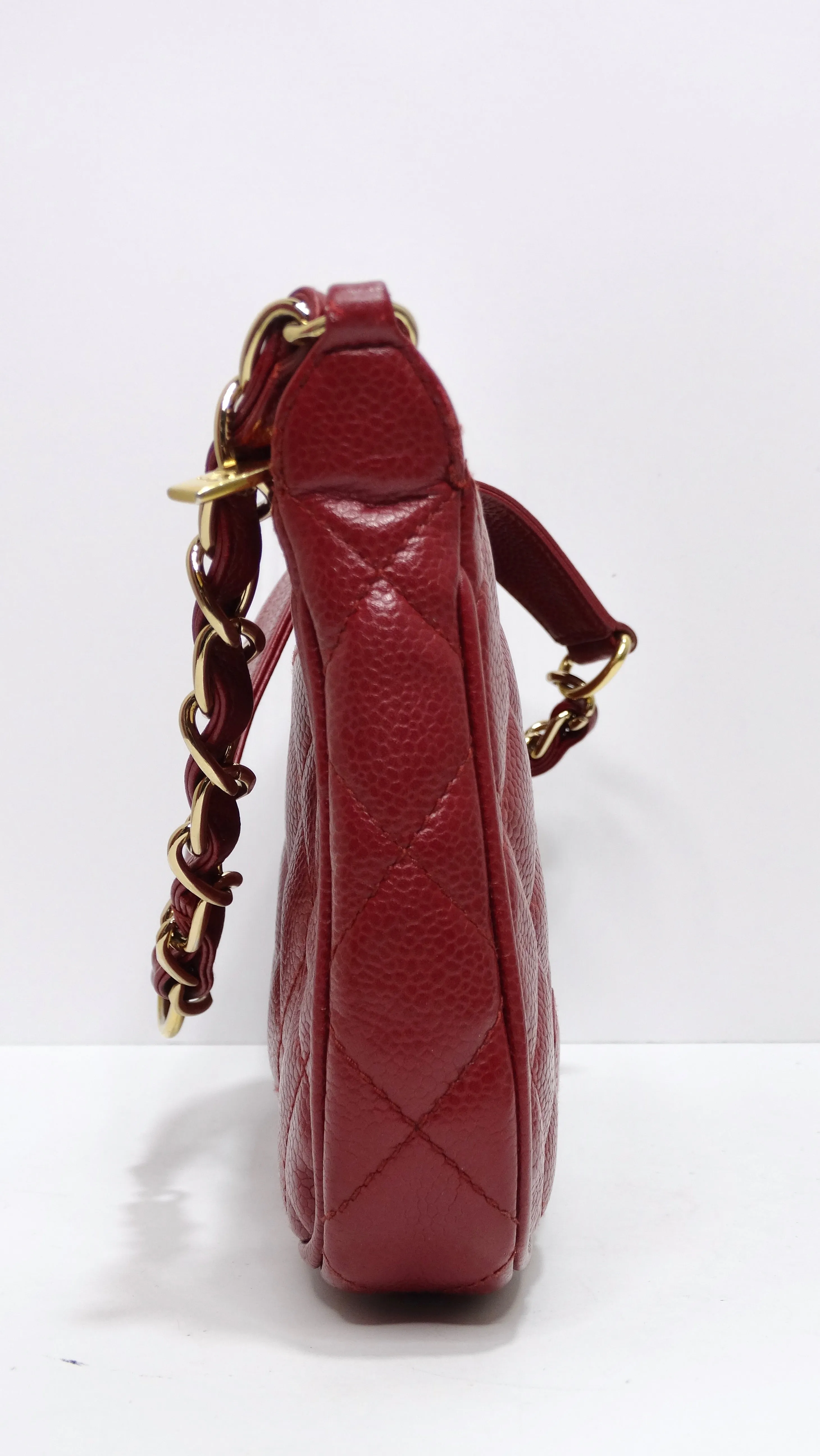 Chanel Timeless CC Red Shoulder Bag in Quilted Caviar