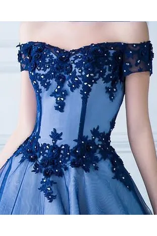Chic Ball Gown Off-the-shoulder Floor-length Sleeveless Long Tulle Prom Dress/Evening Dress OHC121