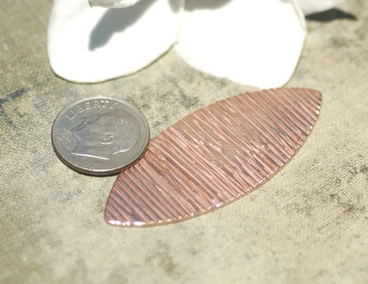 Chubby Eye Pointed Oval 49mm x 20mm Woodgrain Texture Shape Cutout for Blanks Enameling Stamping Texturing - 4 pieces