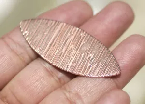 Chubby Eye Pointed Oval 49mm x 20mm Woodgrain Texture Shape Cutout for Blanks Enameling Stamping Texturing - 4 pieces