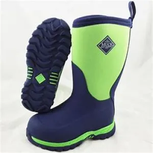 CLMBRG2-4-Navy/Grn Muck Boot Kids Rugged II