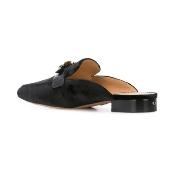 Coach Black Velvet Nova Loafer Slides Size 7.5