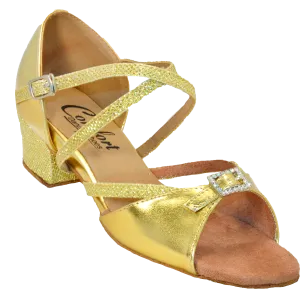 Comfort Single Buckle - Shiny Gold Leather / Gold Glitz
