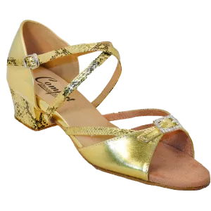 Comfort Single Buckle - Shiny Gold Leather / Gold Python