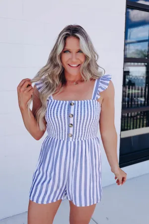 Cora Island Striped Romper - Blue