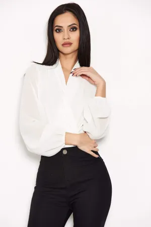 Cream Mesh Detail Sleeved Bodysuit