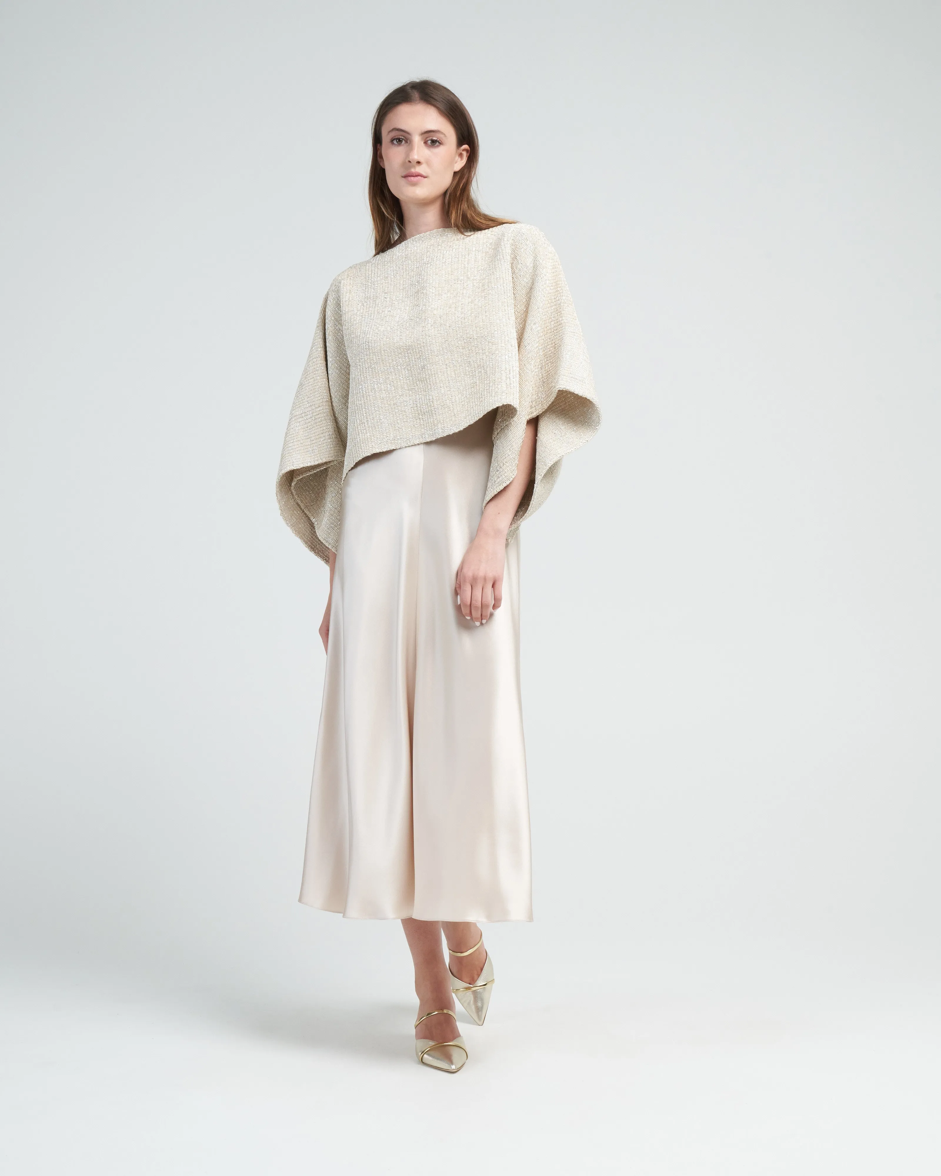 crop top with lurex - pearl