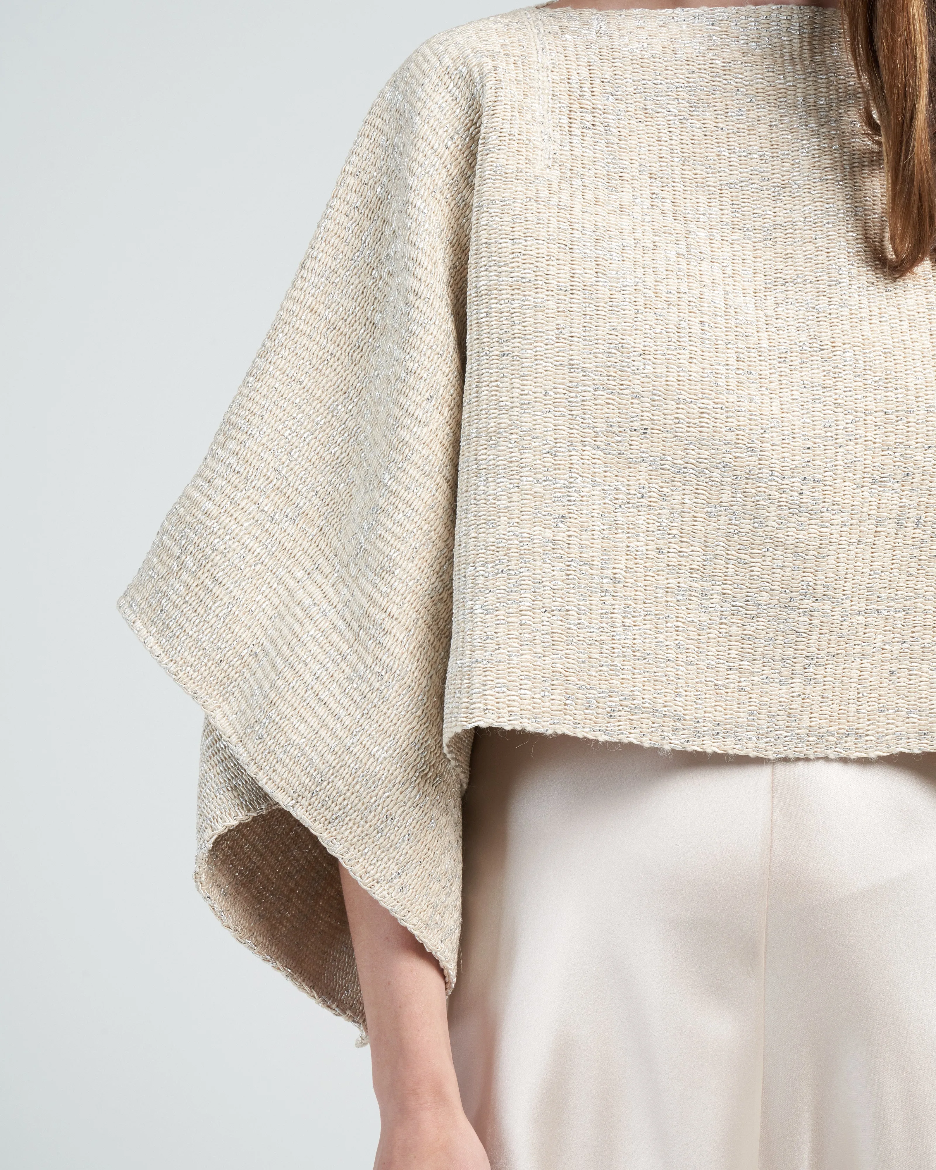 crop top with lurex - pearl