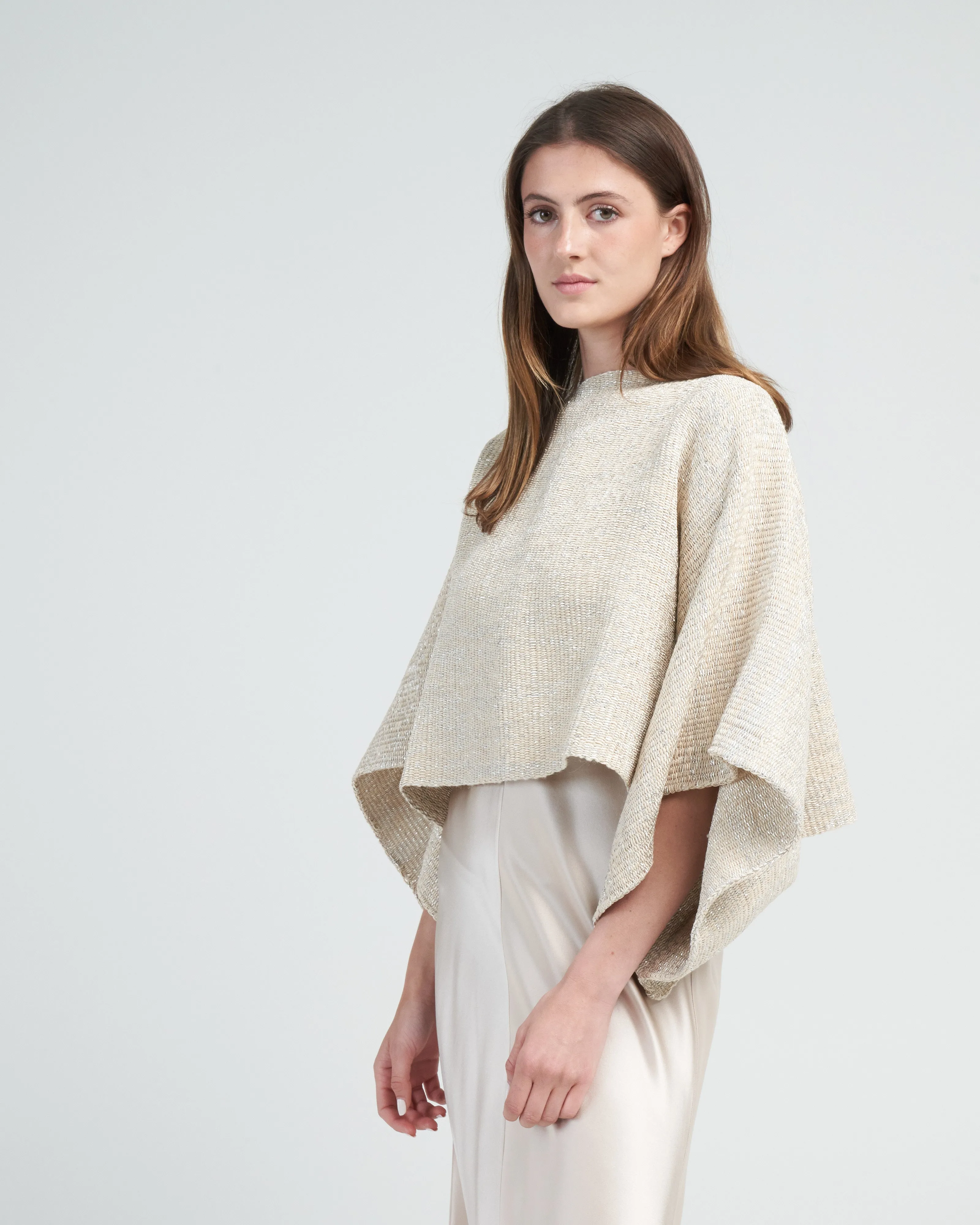 crop top with lurex - pearl