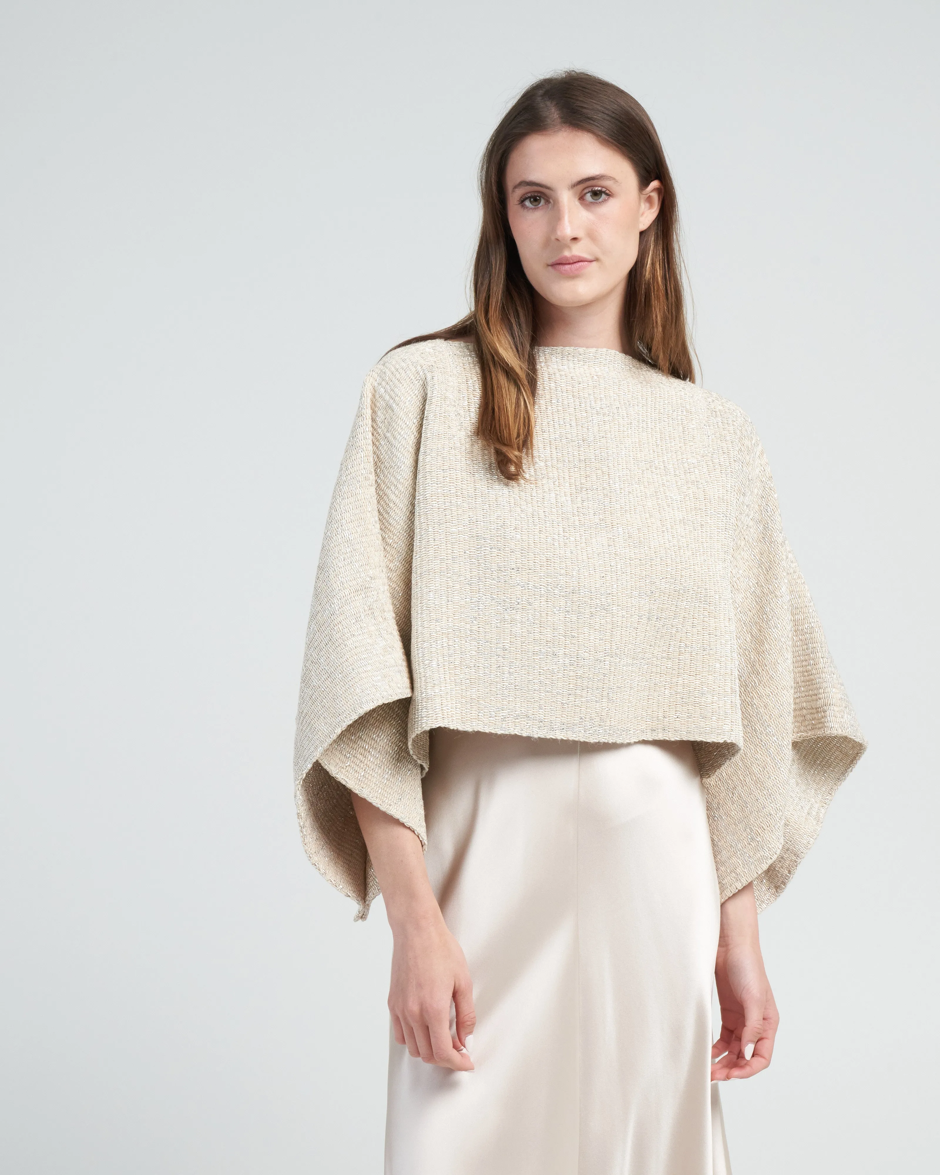 crop top with lurex - pearl