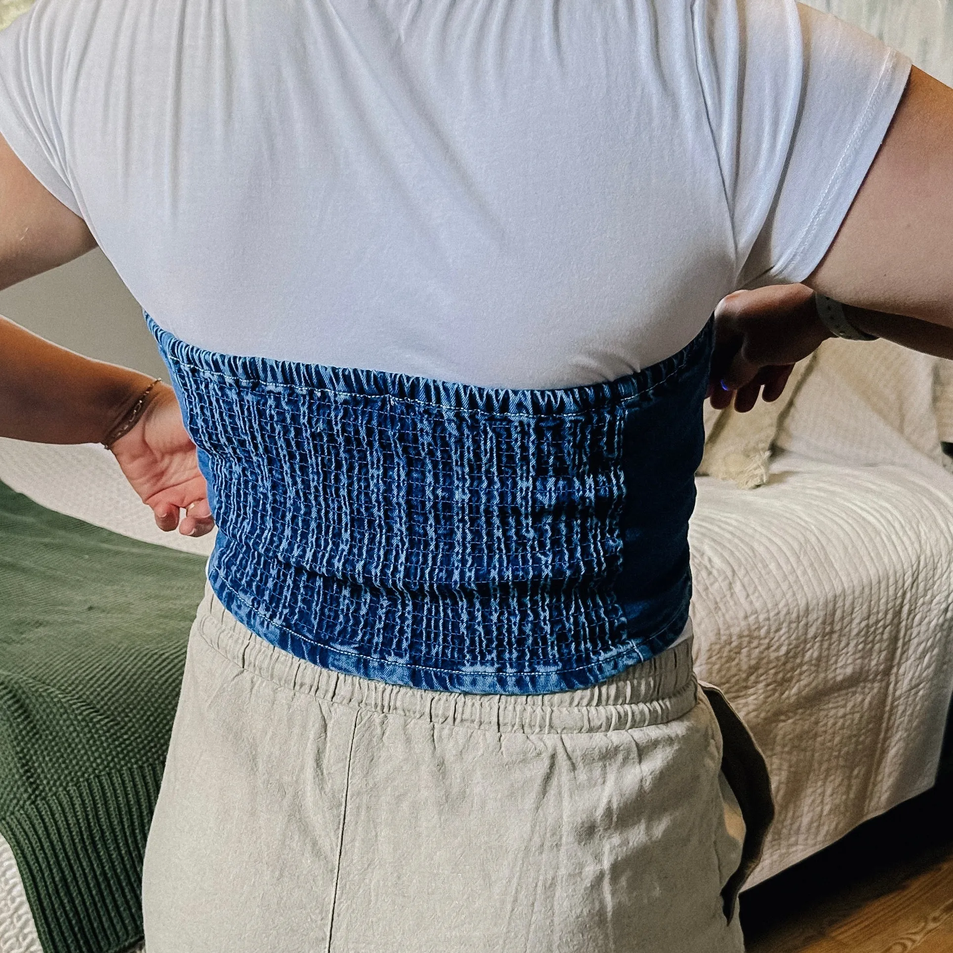 Dallas Denim Strapless Top