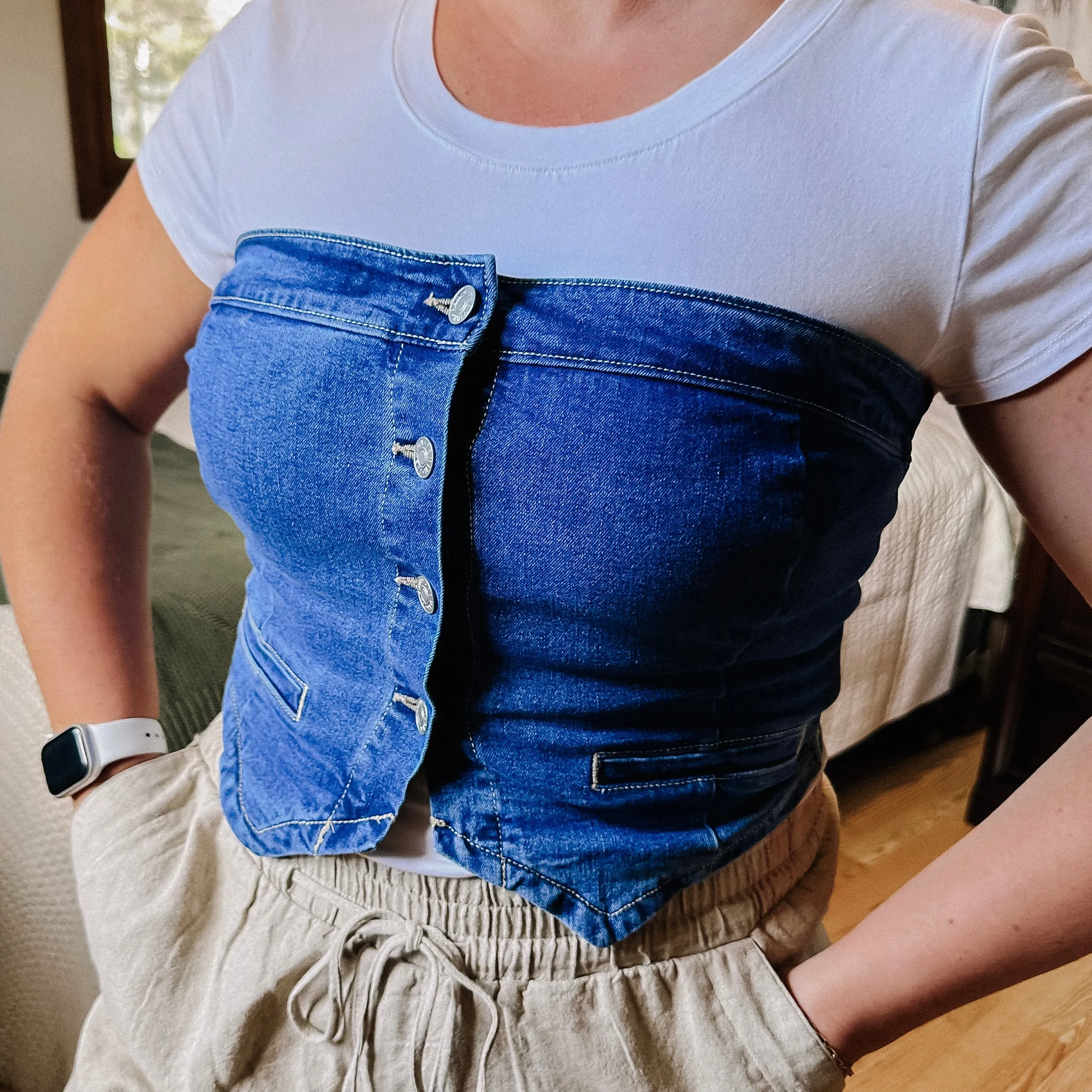 Dallas Denim Strapless Top