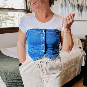 Dallas Denim Strapless Top