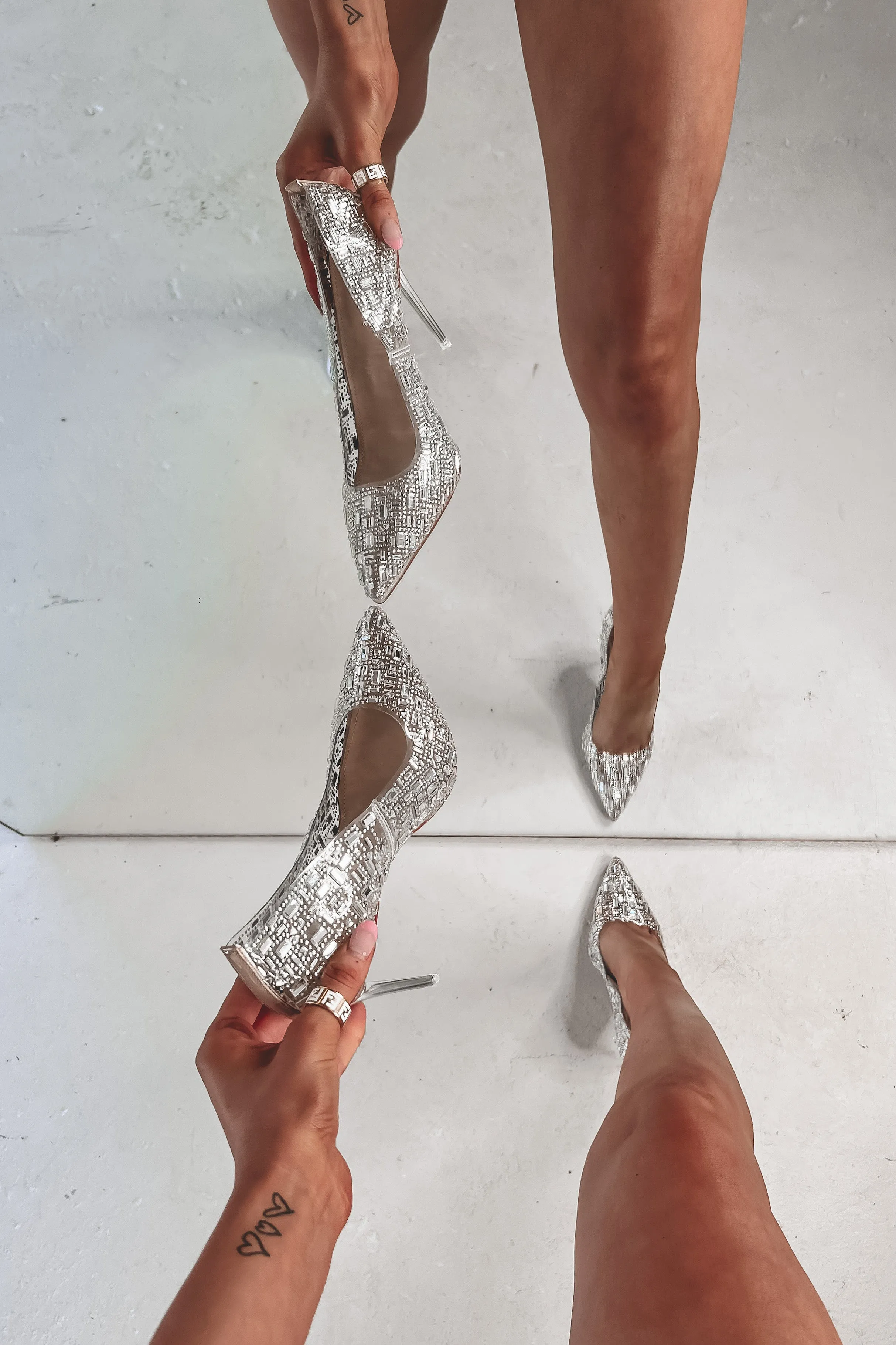 DEAL The Princess Is Here Silver Studded Stiletto