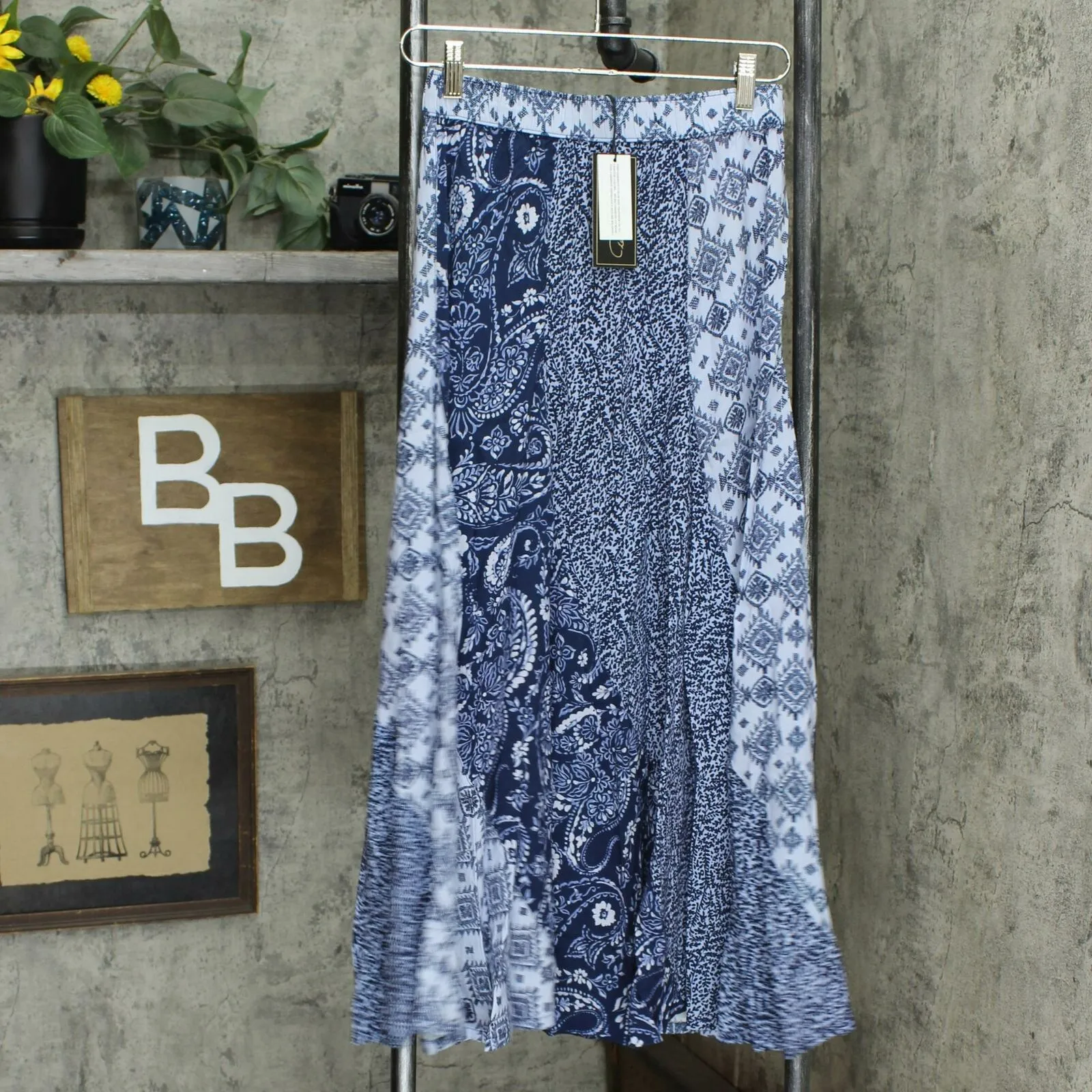 DG2 by Diane Gilman Women's Patchwork Maxi Skirt