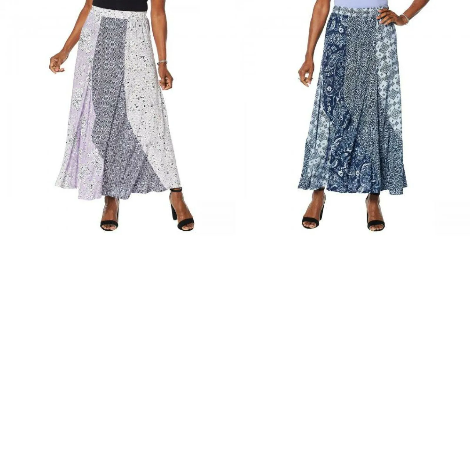 DG2 by Diane Gilman Women's Patchwork Maxi Skirt