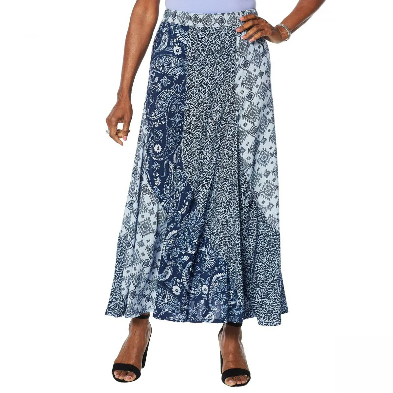 DG2 by Diane Gilman Women's Patchwork Maxi Skirt