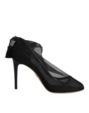 Dolce&Gabbana Women Black Ankle Boots Nylon Stretch Socks Heel Booties Sz EUR 37