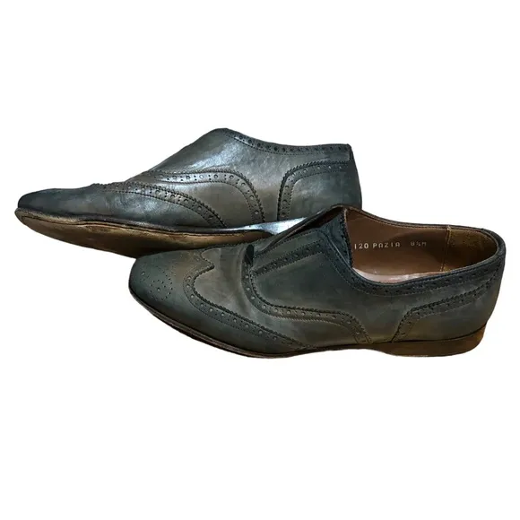 DONALD J PLINER Grey Leather Slip-On Oxford Brogues Size 8.5