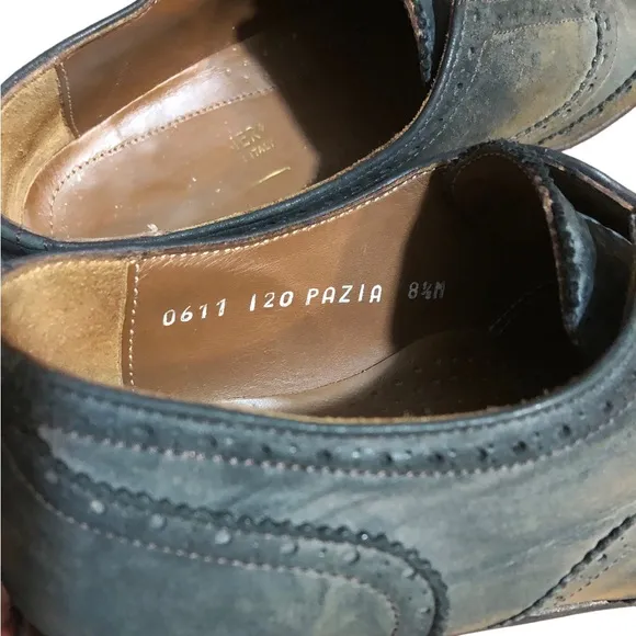 DONALD J PLINER Grey Leather Slip-On Oxford Brogues Size 8.5