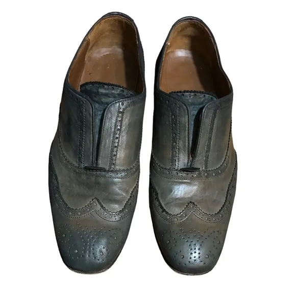 DONALD J PLINER Grey Leather Slip-On Oxford Brogues Size 8.5