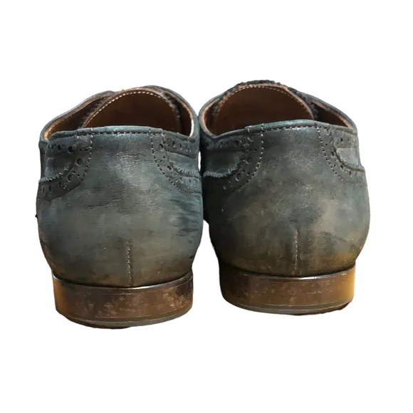 DONALD J PLINER Grey Leather Slip-On Oxford Brogues Size 8.5