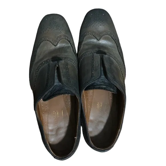 DONALD J PLINER Grey Leather Slip-On Oxford Brogues Size 8.5