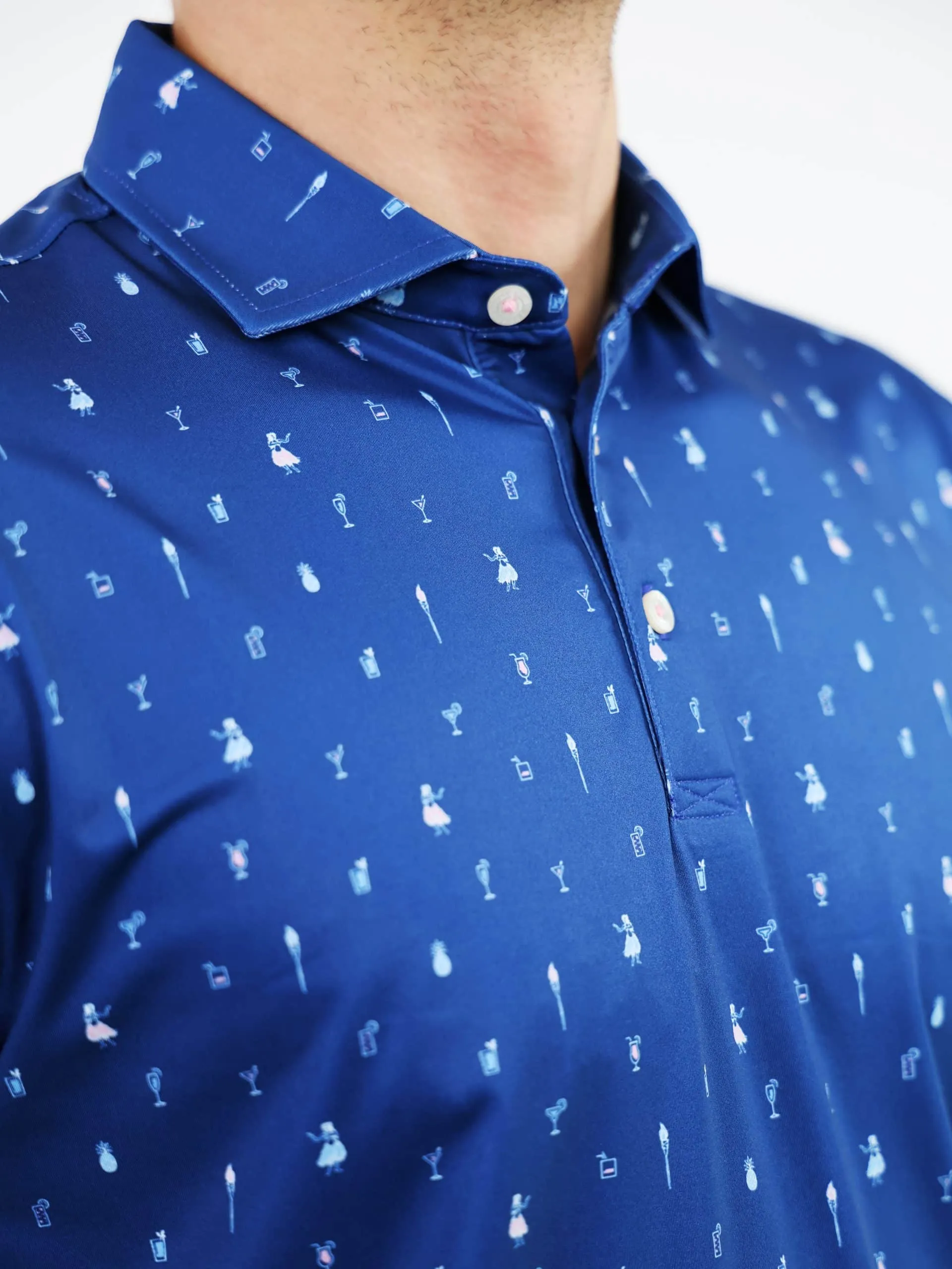 Donald Ross Mens Sport Fit MAURICE Polo - NAVY MULTI