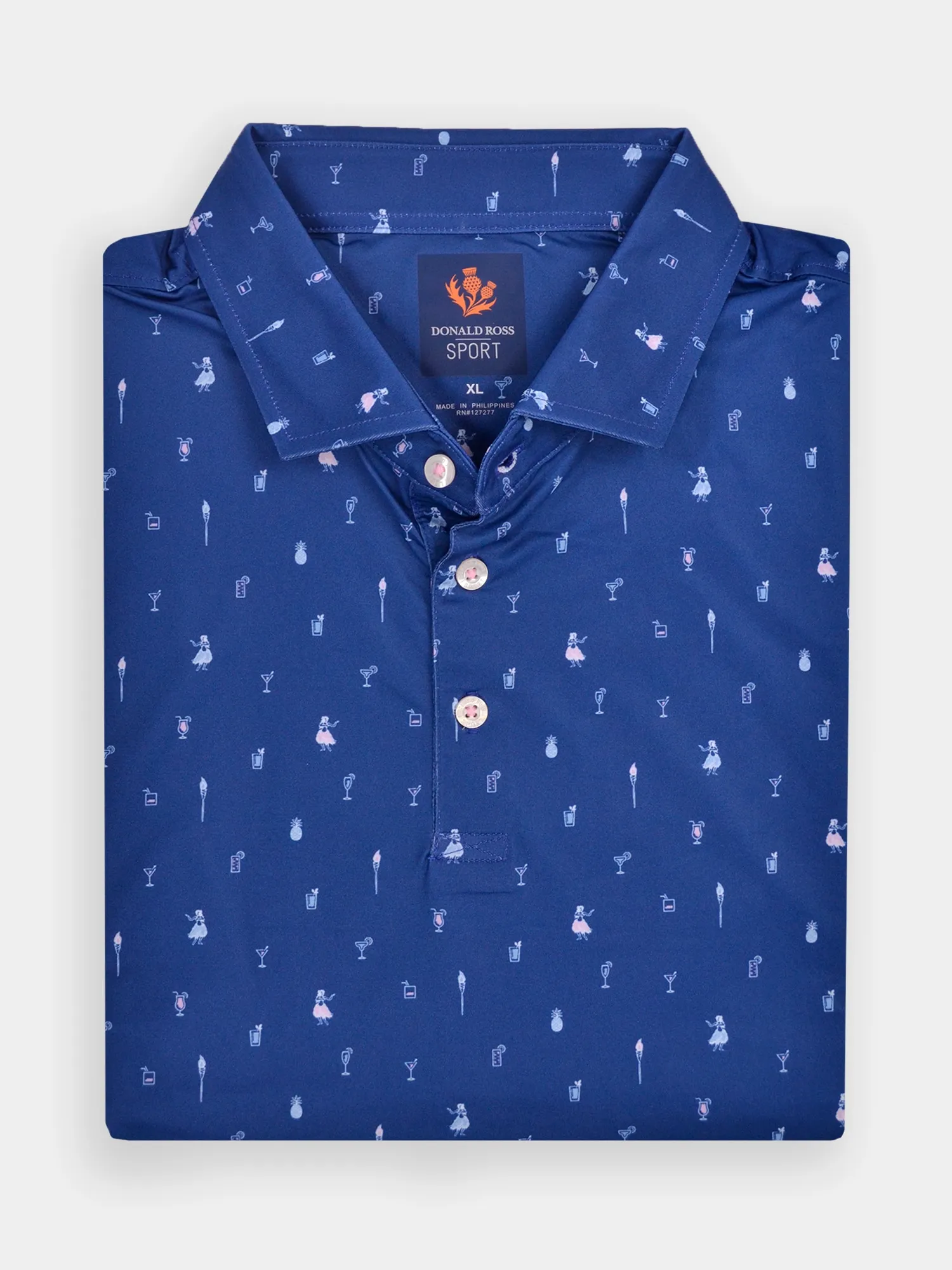 Donald Ross Mens Sport Fit MAURICE Polo - NAVY MULTI