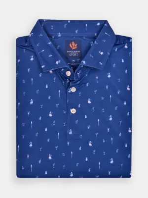 Donald Ross Mens Sport Fit MAURICE Polo - NAVY MULTI
