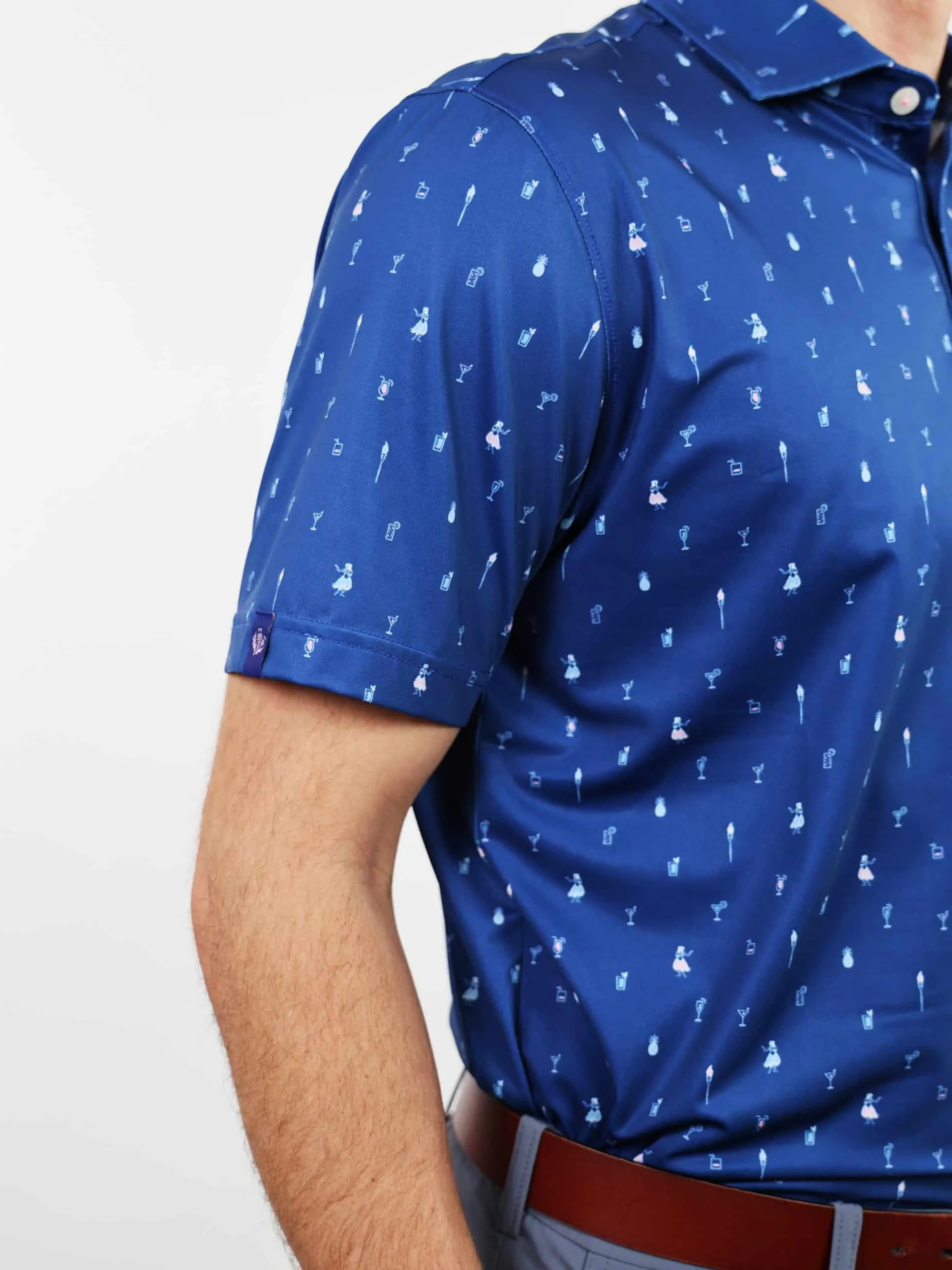 Donald Ross Mens Sport Fit MAURICE Polo - NAVY MULTI