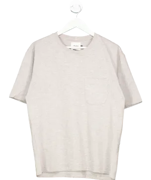 Drakes Grey Cotton Crew Neck Hiking T-shirt UK L
